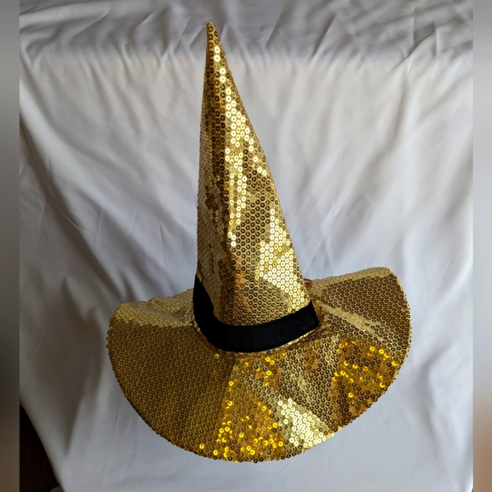 Hyde & Eek! Gold Sequin Witch Hat Decor NWT